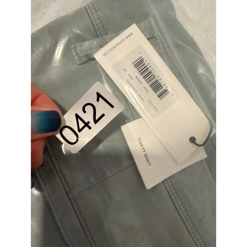 7Diamonds shorts men 38 Tasman Chino Jadeite Green Brushed Luxe pima cotton NEW